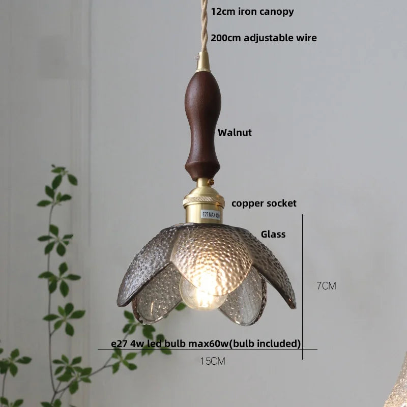 Afralia™ Flower Glass LED Pendant Lights | Nordic Modern Style | Adjustable Hang Lamp