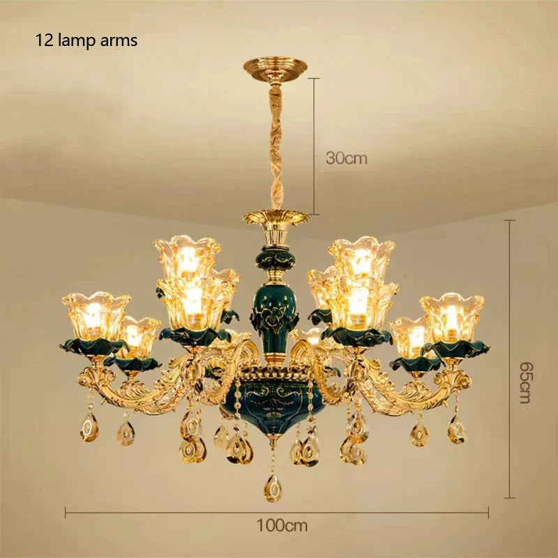 Afralia™ Champagne Crystal Chandelier: Luxurious Living Room Bedroom Pendant Lamp
