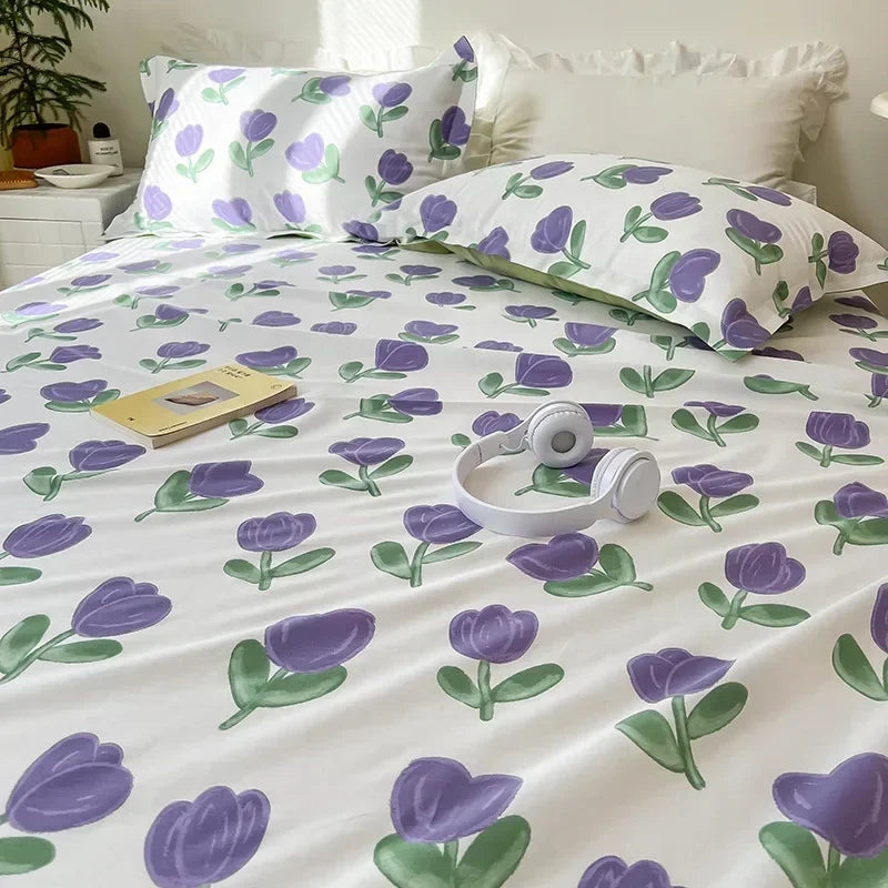 Afralia™ Tropical Plants Print Cotton Double Bed Sheet for Soft & Comfortable Sleep