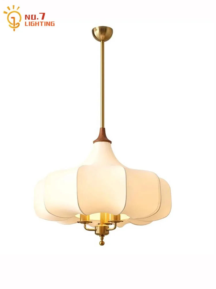 Afralia™ Gold Lustre Medieval Fabric Pendant Lights LED E27 for Home Decor