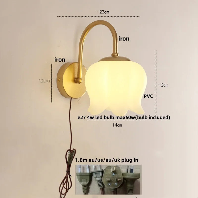 Afralia™ Iron LED Wall Sconce Pull Chain Switch Stair Light Fixture for Study Hallway