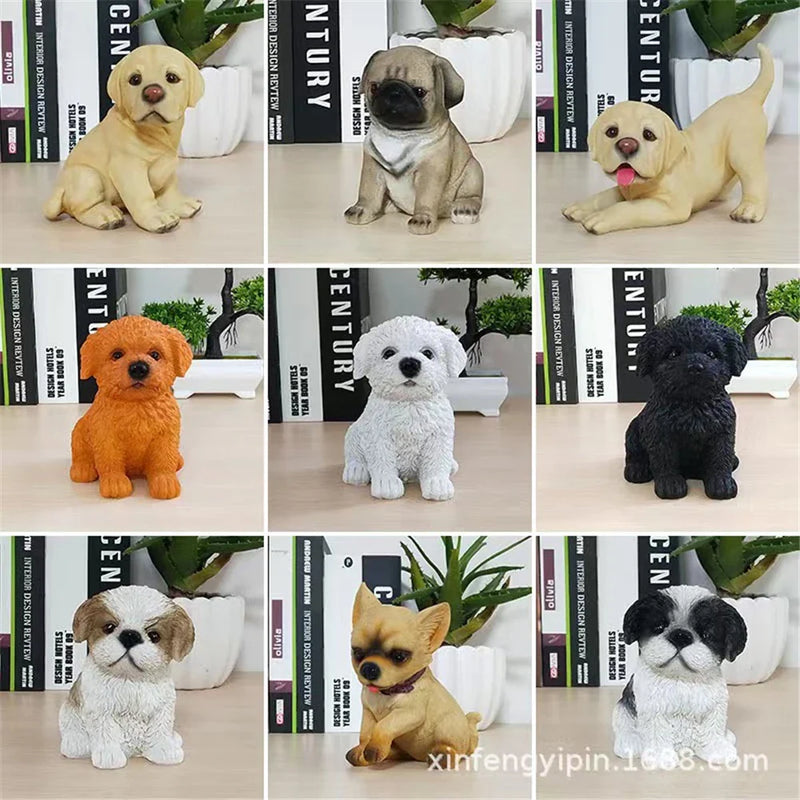 Afralia™ Dog Sculpture for Home Decor - Lifelike Resin Pup Figurine Craft