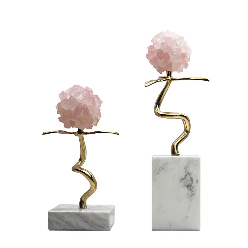 Afralia™ Pink Crystal Original Stone Decoration Bookcase