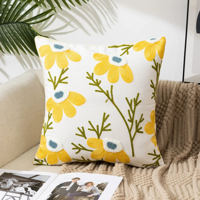 Afralia™ Wild Daisy Floral Pop Cushion Cover - Vivid Home Decoration