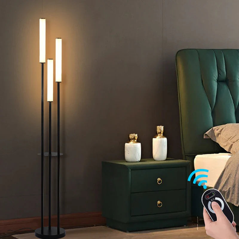 Afralia™ Modern LED Storage Floor Lamp with Dimmable Lighting & Remote Control