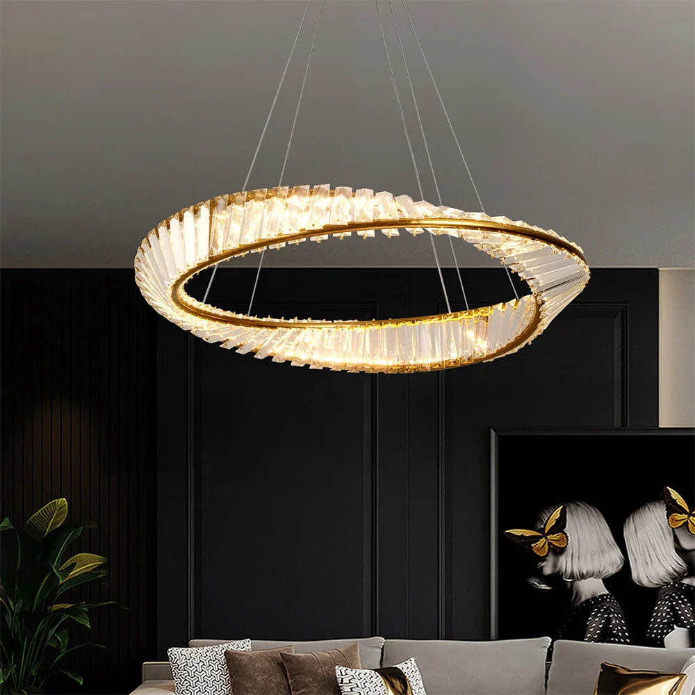 Afralia™ Ring LED Pendant Light: Luxury Gold Chandelier for Home Decoration
