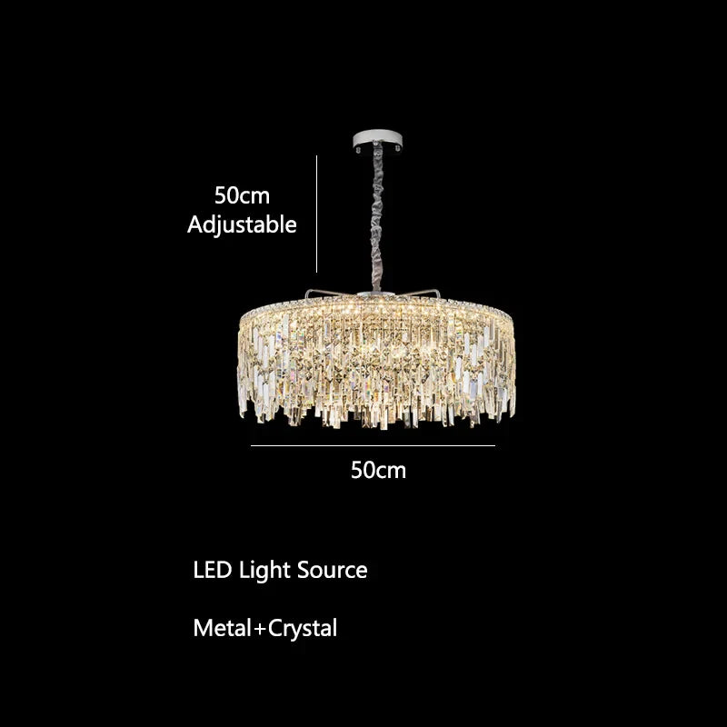 Afralia™ Luxury Crystal Round LED Chandelier 2024 | Creative Home Decor Lighting