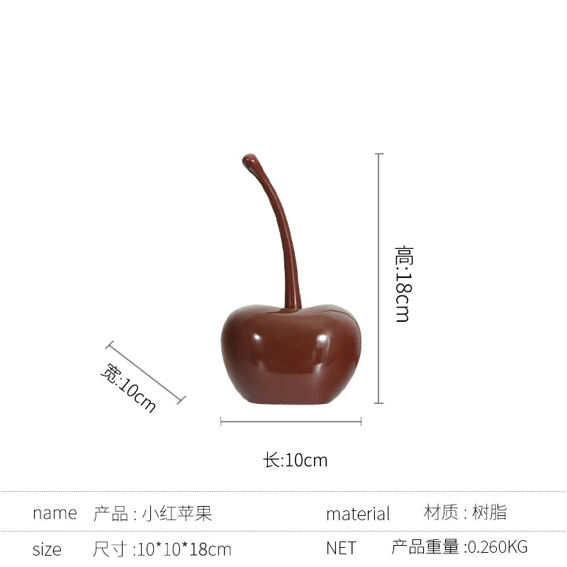 Afralia™ Chic Red Cherries Resin Ornaments for Home Decor and Table Accessories