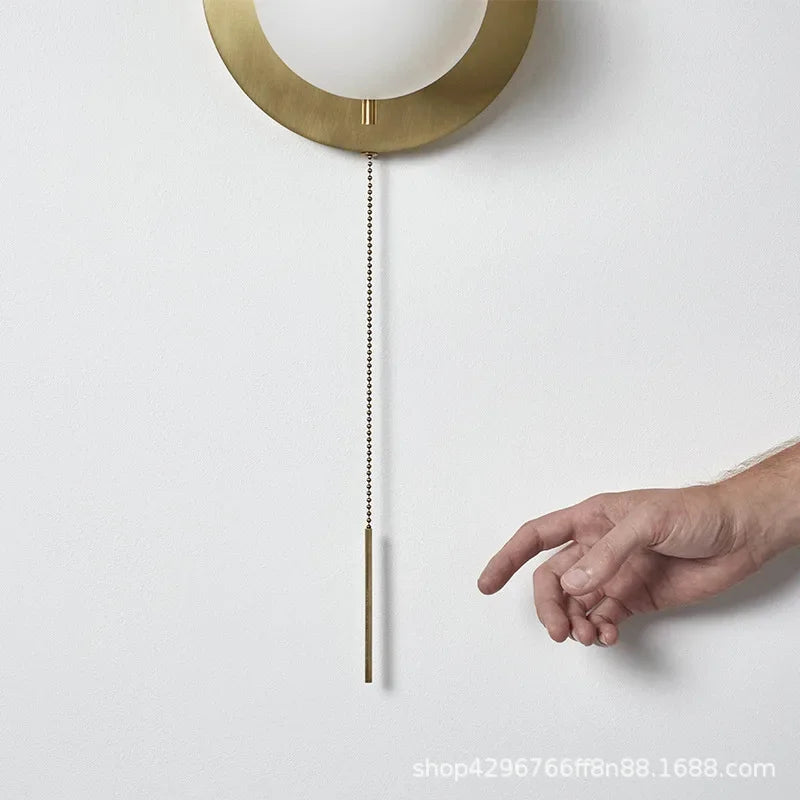 Afralia™ Round Glass Wall Light for Living Room Bedroom Corridor Stair - Postmodern Brass Wall Lamp