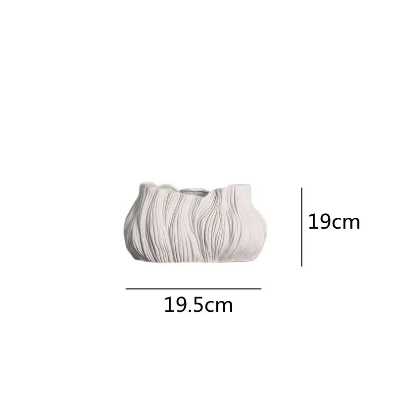 Afralia™ Ceramic Striped Vase for Home Decor and Flower Arrangement