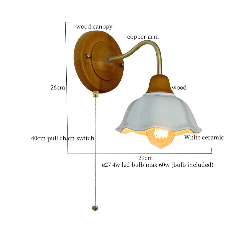 Afralia™ Ceramic Flower LED Wall Light Fixture, Nordic Design for Bedroom, Living Room