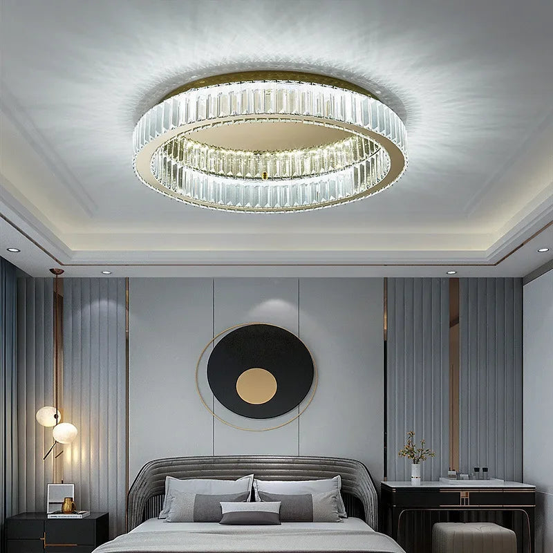 Afralia™ Crystal Circle Chandelier: Modern Nordic LED Ceiling Lamp for Living Room, Bedroom, Study