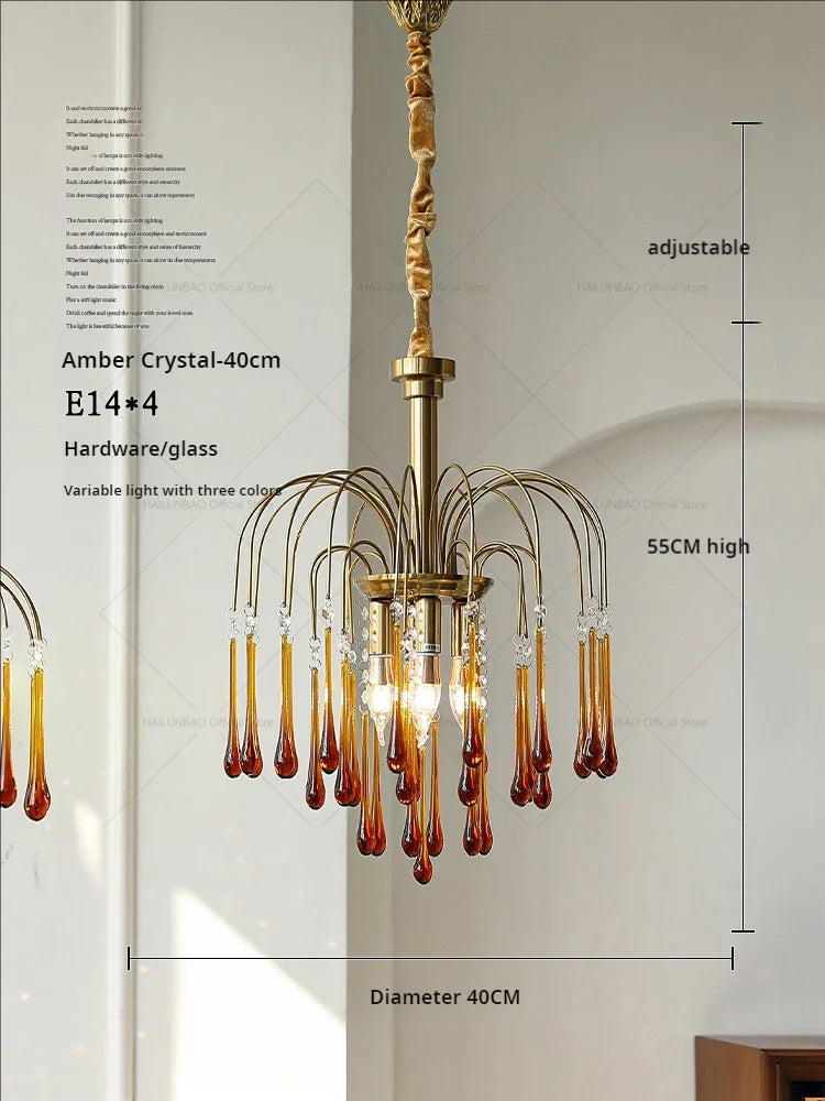 Afralia™ Vintage Crystal Glass Chandelier for Living Room, Dining Room, and Bedroom