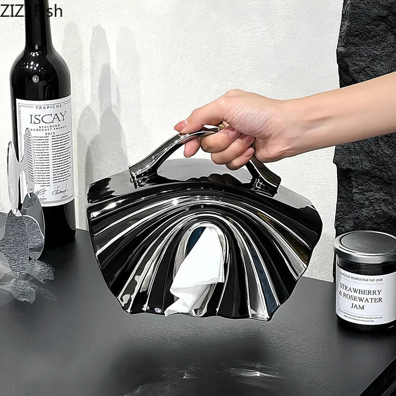 Afralia™ Handbag Shape Tissue Box: Creative Silver-Plated Ceramic Desk Decoration