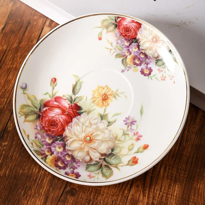 Afralia™ Elegant Floral Ceramic Cup & Saucer Set