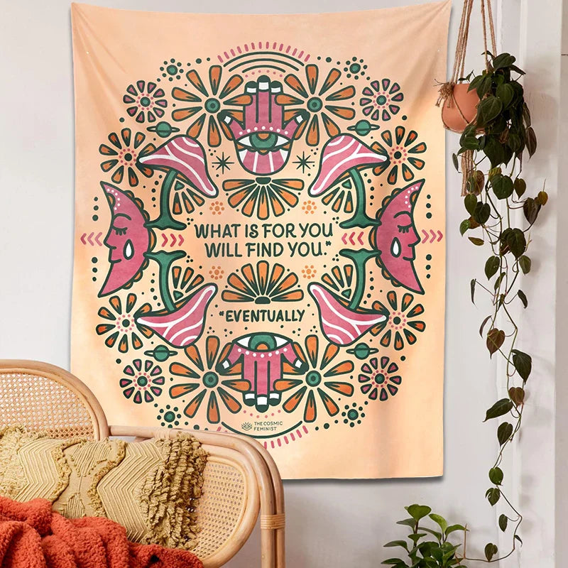 Afralia™ Boho Moon Flower Magic Tapestry Wall Hanging for Home Decor