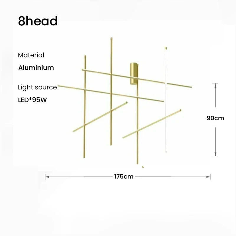Afralia™ LED Linear Ceiling Chandelier Italian Designer Luxury Dining Room Chandelier