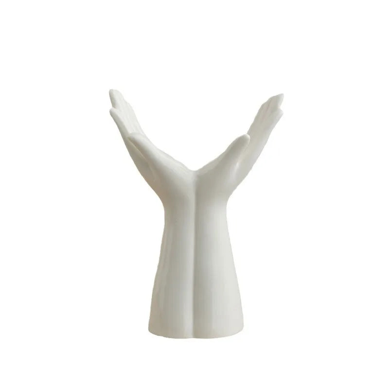 Afralia™ Ceramic Hand Bouquet Vase - Home Decor Ornaments & Flower Arrangement Accessories