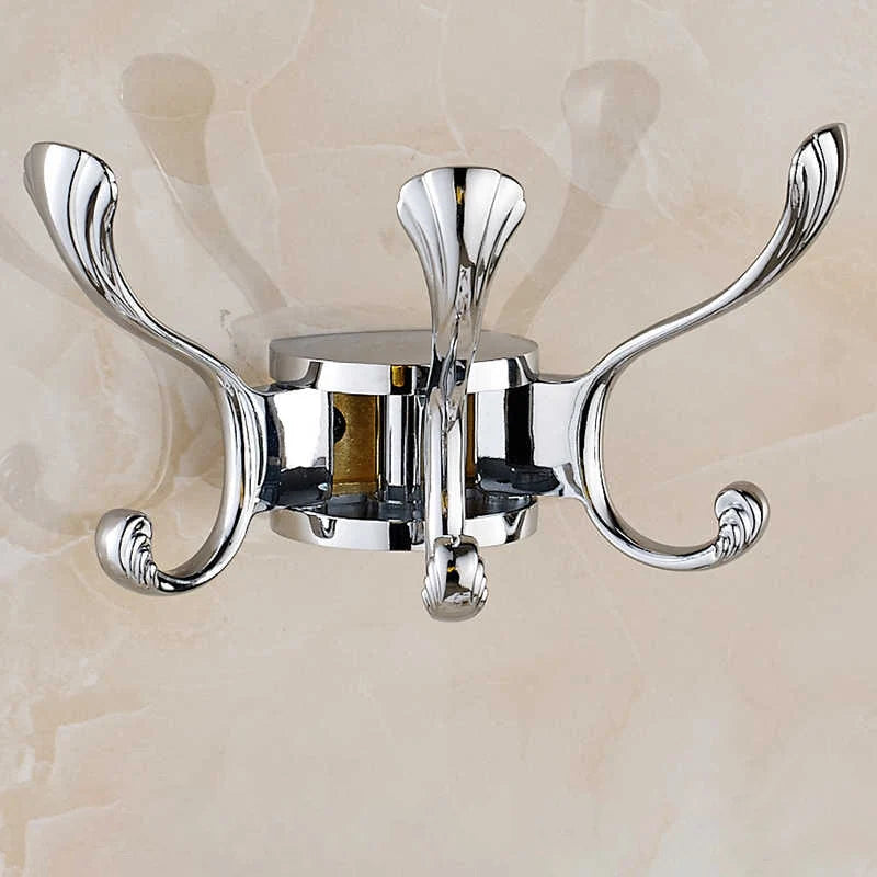 Afralia™ Triple Chrome Rotating Wall Hook for Bathroom and Key Storage