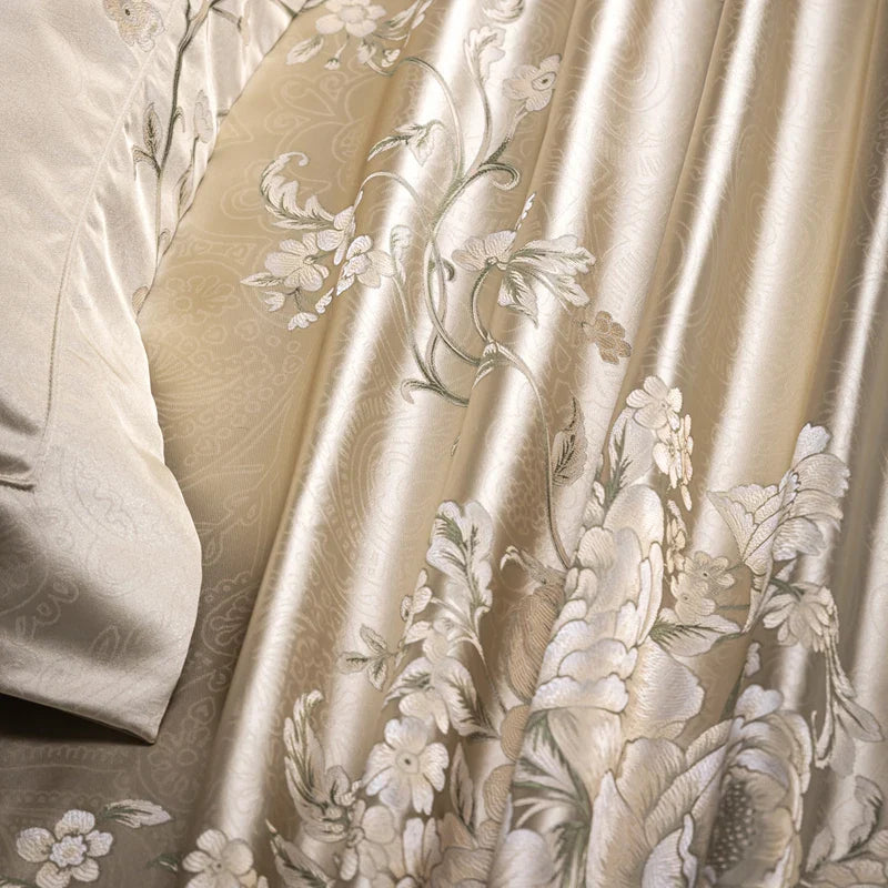 Afralia™ Luxe Satin Brocade Jacquard & Egyptian Cotton Patchwork Bedding Set