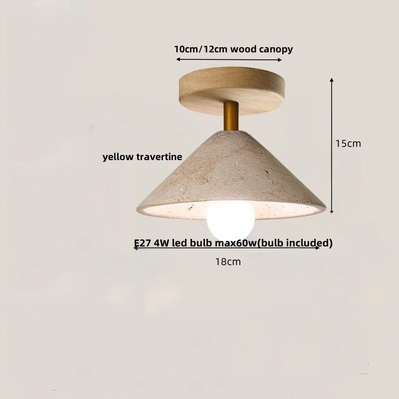 Afralia™ Wood Canopy LED Ceiling Lights Travertine Flush Mount Ceiling Lamp