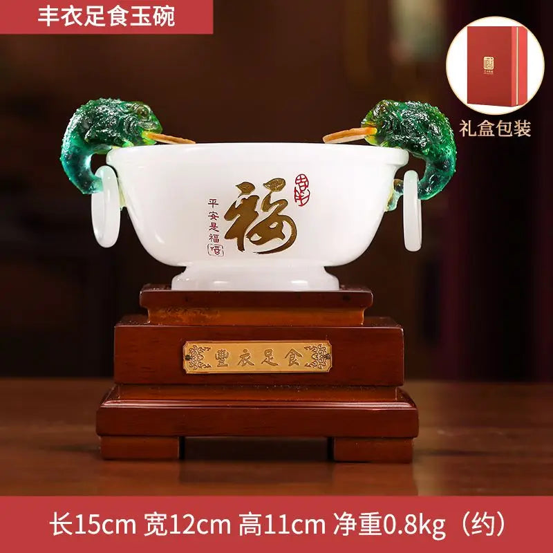 Afralia™ Resin Auspicious Cauldron Luminous Stone Ornament, Home Decor Craft