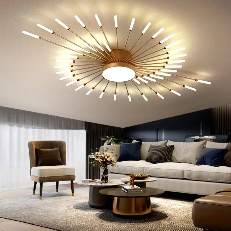 Afralia™ Black Gold LED Chandelier: Modern Ceiling Pendant Lights for Home Living Room, Bedroom, Kitchen