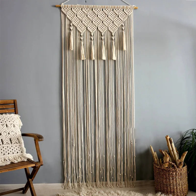 Afralia™ Macrame Boho Curtain Tapestry with Tassels