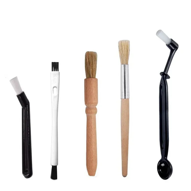 Afralia™ Coffee Machine Cleaning Brush Set: Wooden Grinder & Nylon Espresso Brushes