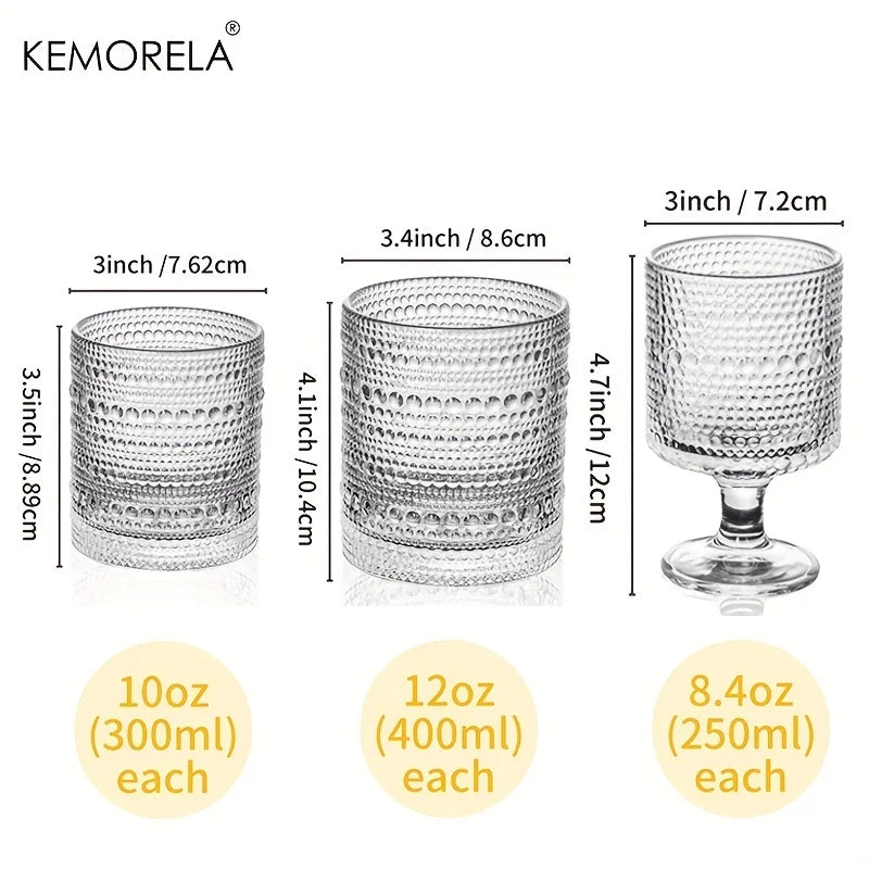 Afralia™ Vintage Hobnail Iced Beverage Goblets - Set of 4 | Classic Glassware for Parties and Bars