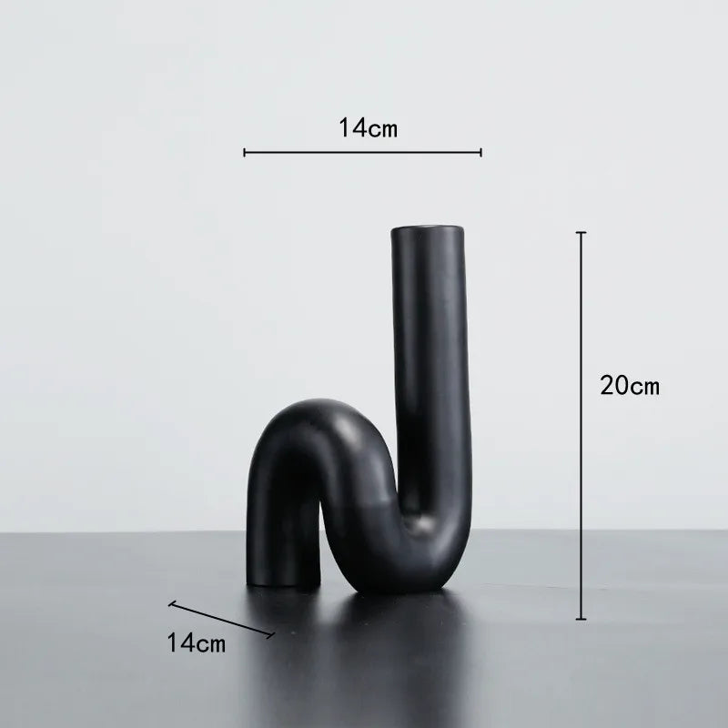 Afralia™ Black Pipe Geometric Resin Twist Knot Figurine - Home Decor Accessory