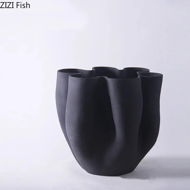 Afralia™ Flower Bud Ceramic Vase for Living Room Decor - Large Floor Standing Flowers Arrangement