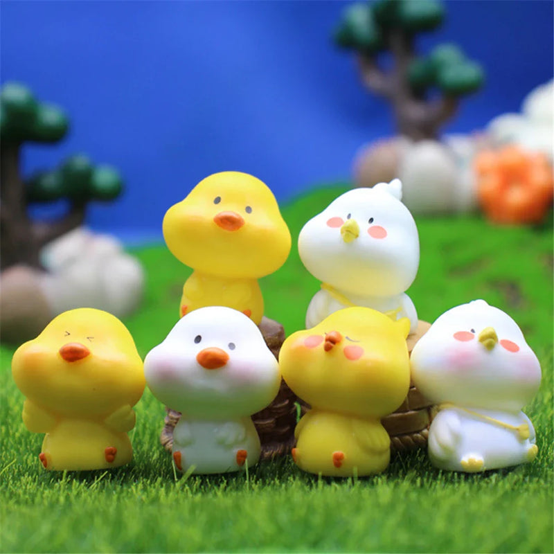 Afralia™ Chick Doll Figurines Miniature Fairy House Decor Hen Luminous Animals Statue