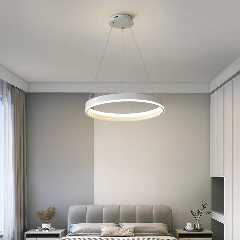 Afralia™ Modern Minimalism LED Pendant Lamp for Bedroom Foyer Kitchen, Dimmable Remote Control
