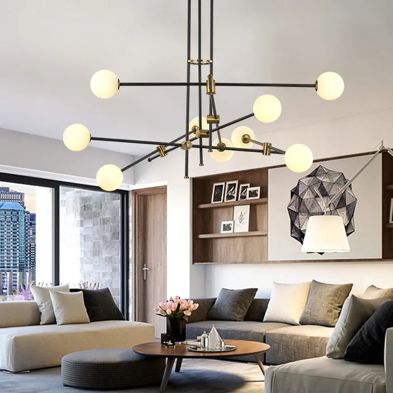 Afralia™ Magic Bean Glass Chandelier | Minimalist Molecular Living Room Lighting