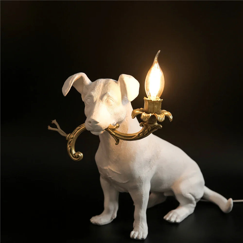 Afralia™ Resin Puppy Table Lamp: Modern Creative Home Decor Bedroom Living Room Gift