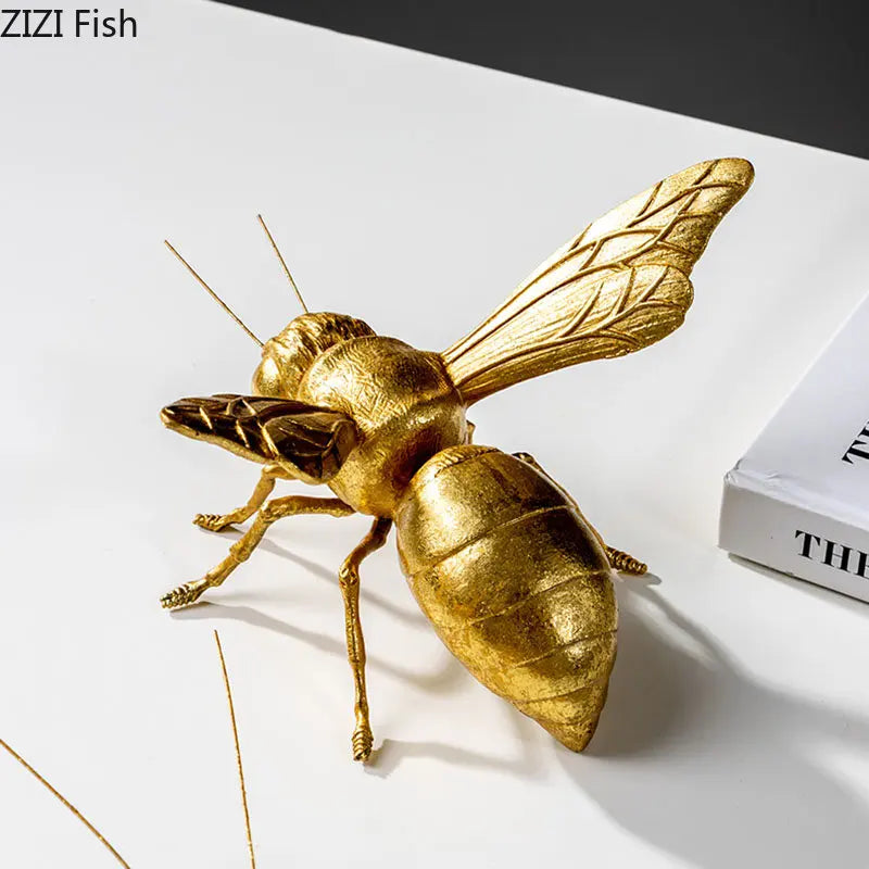 Afralia™ Golden Honeybee Insect Statue Desk Decoration for Living Room