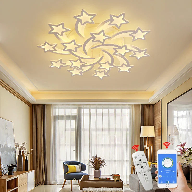 Afralia™ Star Design LED Chandelier for Modern Living Room, Bedroom, Nursery, Kitchen