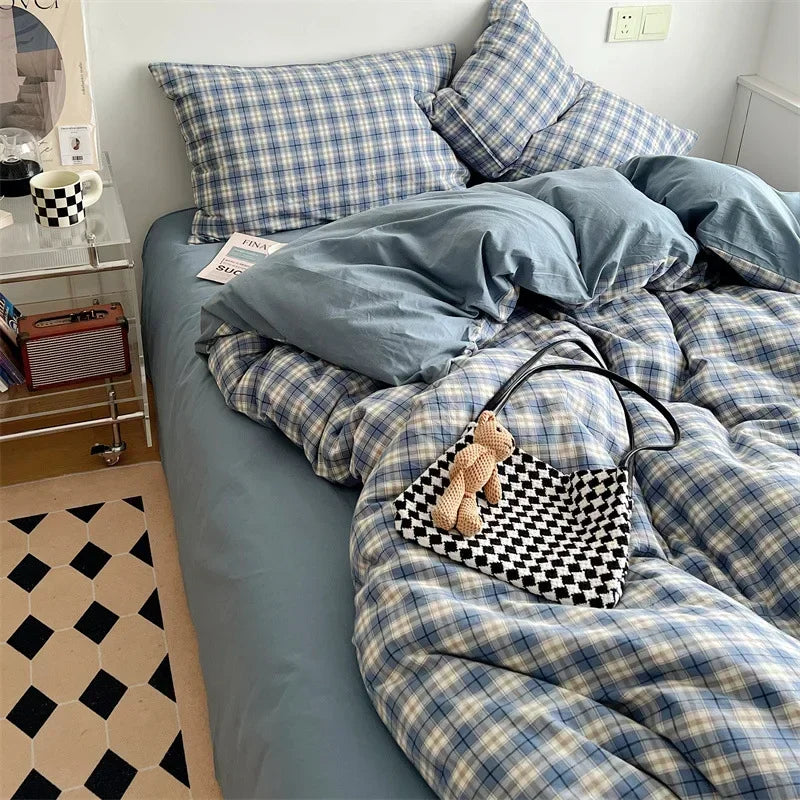 Afralia™ Japanese Style Cotton Printed 4Pcs Bedding Set with Double-Sided Design