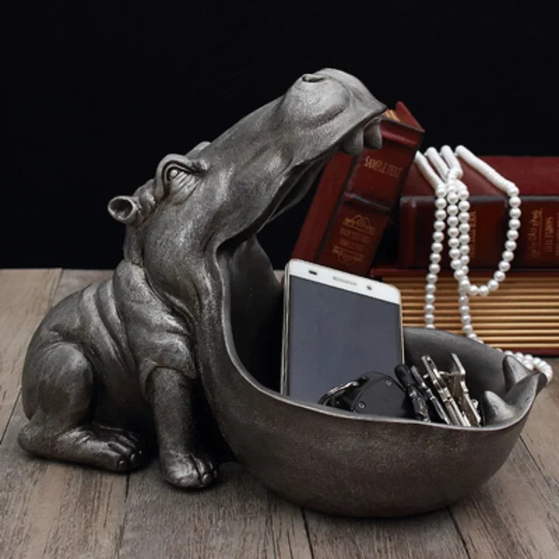 Afralia™ Hippo Key Box: Decorative Table Sculpture & Storage Solution for Home Ornament