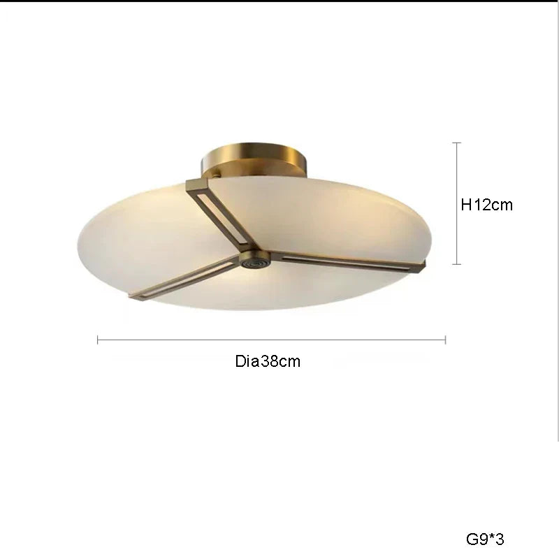Afralia™ Marble Ceiling Light Brass Finish Bedroom Decor Led Ceiling Lamp