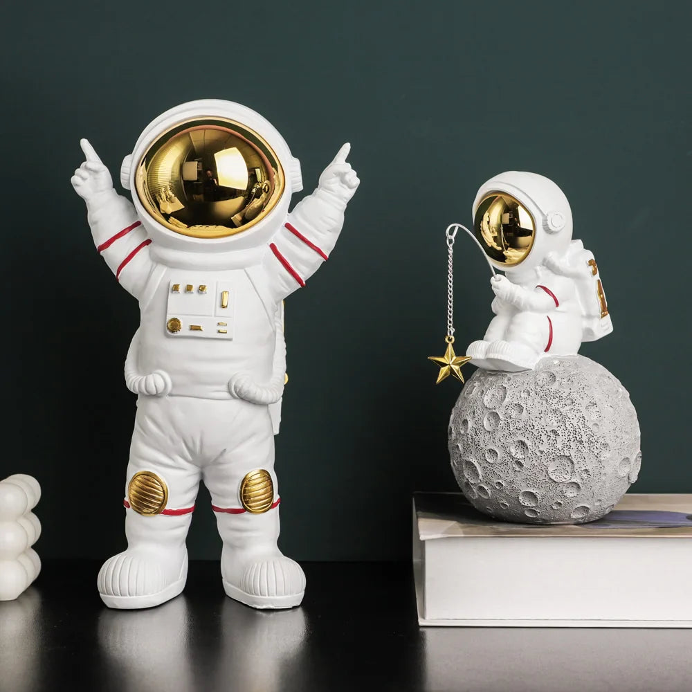 Afralia™ Electroplated Golden Astronaut Figurines, Creative Home Decor & Gifts