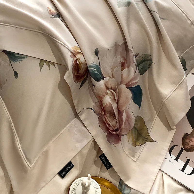 Afralia™ Vintage Rose Flower Print Bedding Set with Egyptian Cotton Luxury and Timeless Elegance