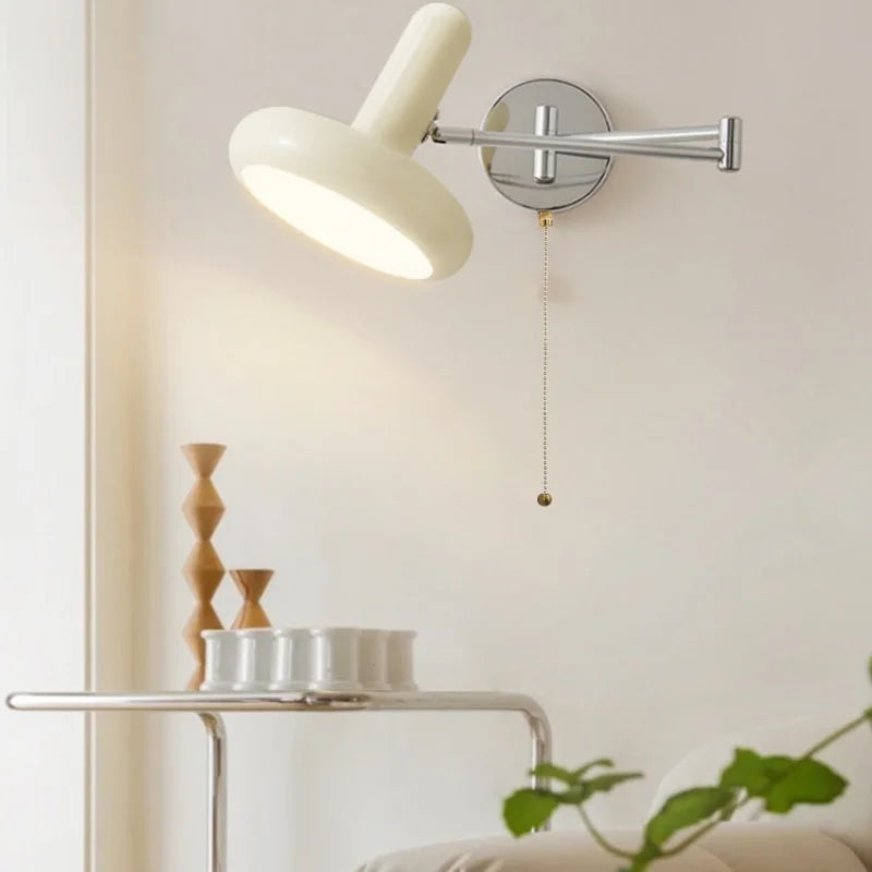 Afralia™ Nordic LED Wall Sconce Indoor Lamp Rotatable Light Fixture Pull Chain Switch