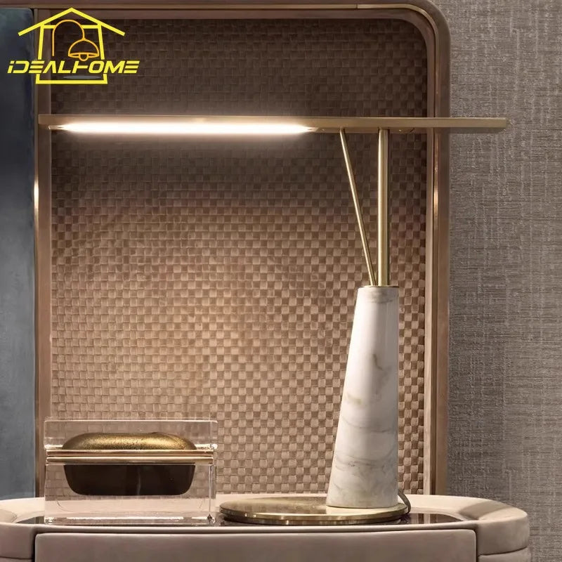 Afralia™ Marble Table Lamp LED Desk Light for Bedroom Living Room Study Space