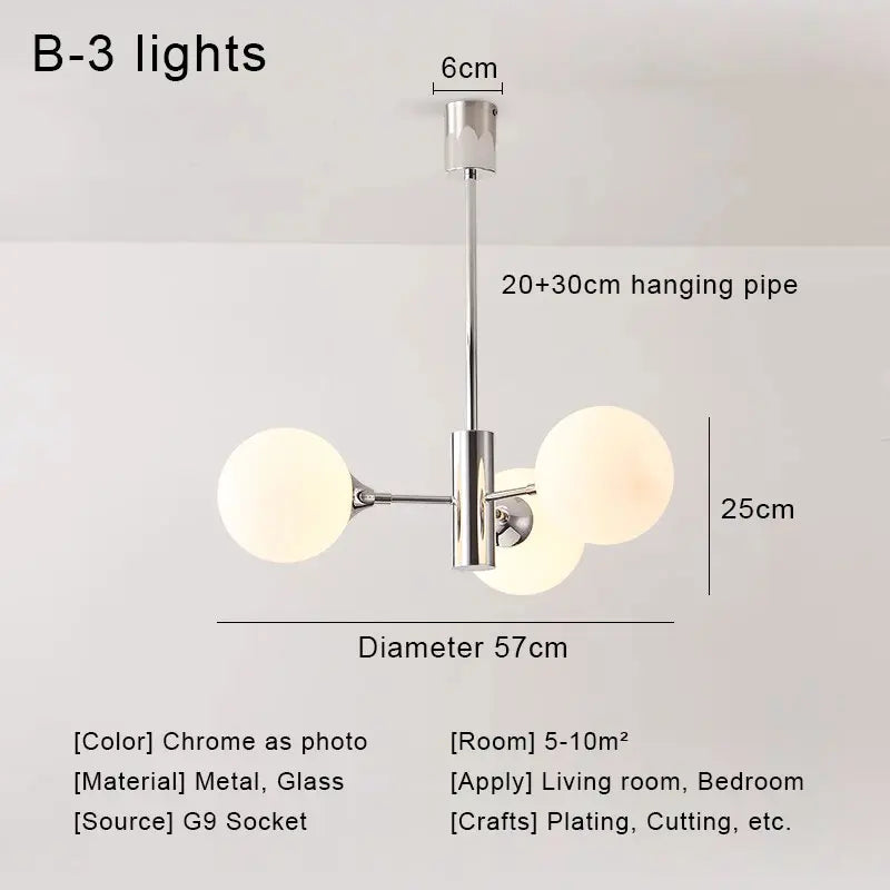 Afralia™ Glass Ball LED Ceiling Chandelier for Modern Living Room and Bedroom