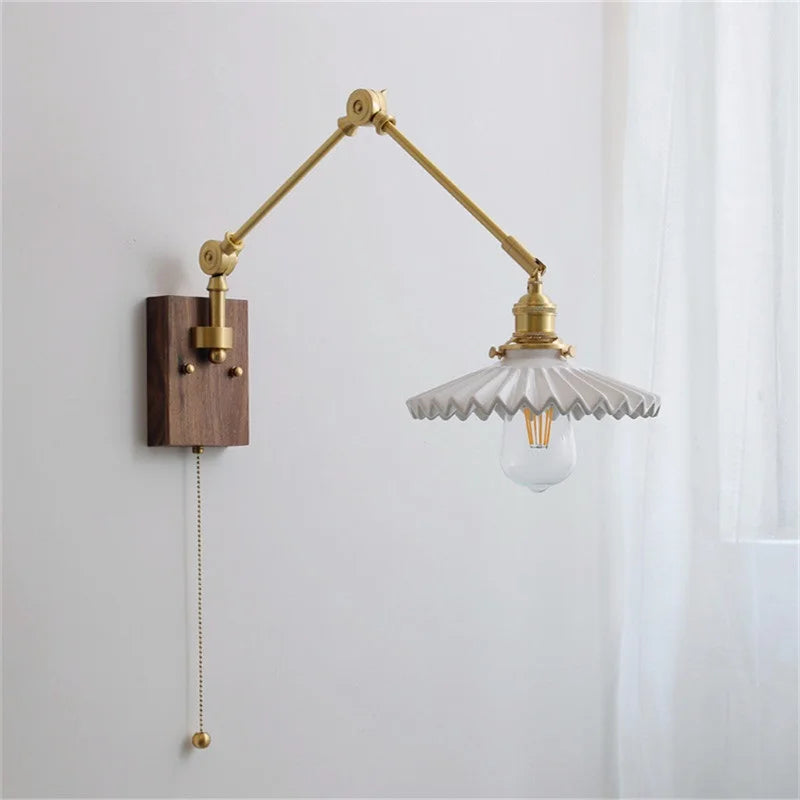 Afralia™ Nordic Ceramic Wall Lamp with Pull Chain Switch, Up Down LED Lighting
