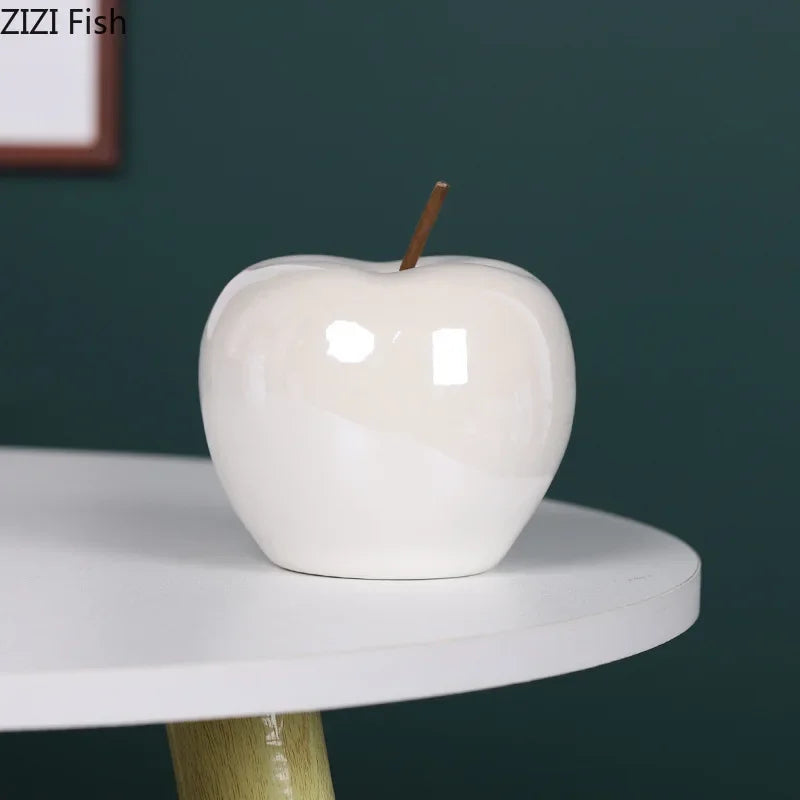 Afralia™ Glowing Ceramic Apple Room Decor Sculpture with LED Light Display.