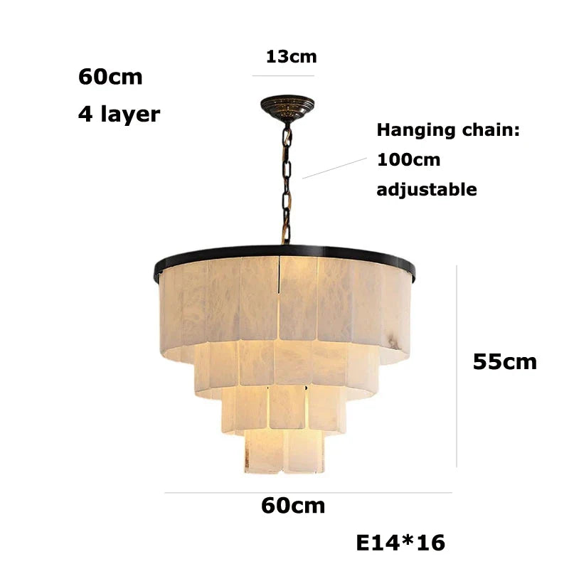 Afralia™ Marble Stone Chandelier Lampshade Hanging Lamp for Living Room