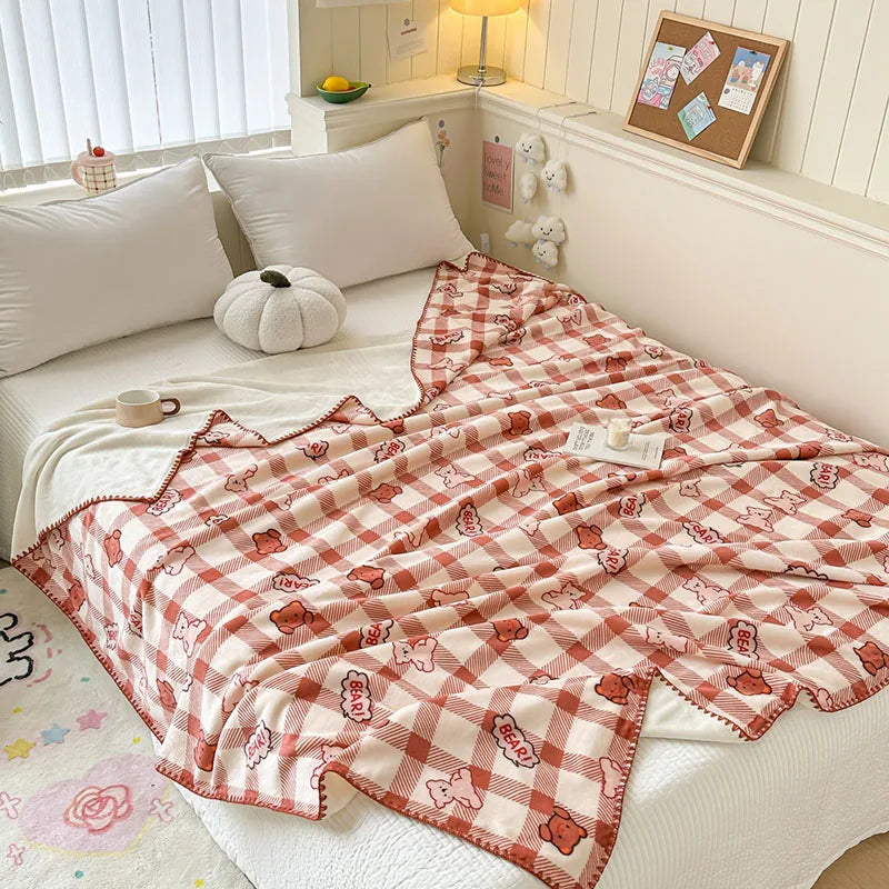 Afralia™ Cozy Milk Velvet Blanket: Cute Pattern, Warm, Multi-Functional Sofa & Travel Shawl